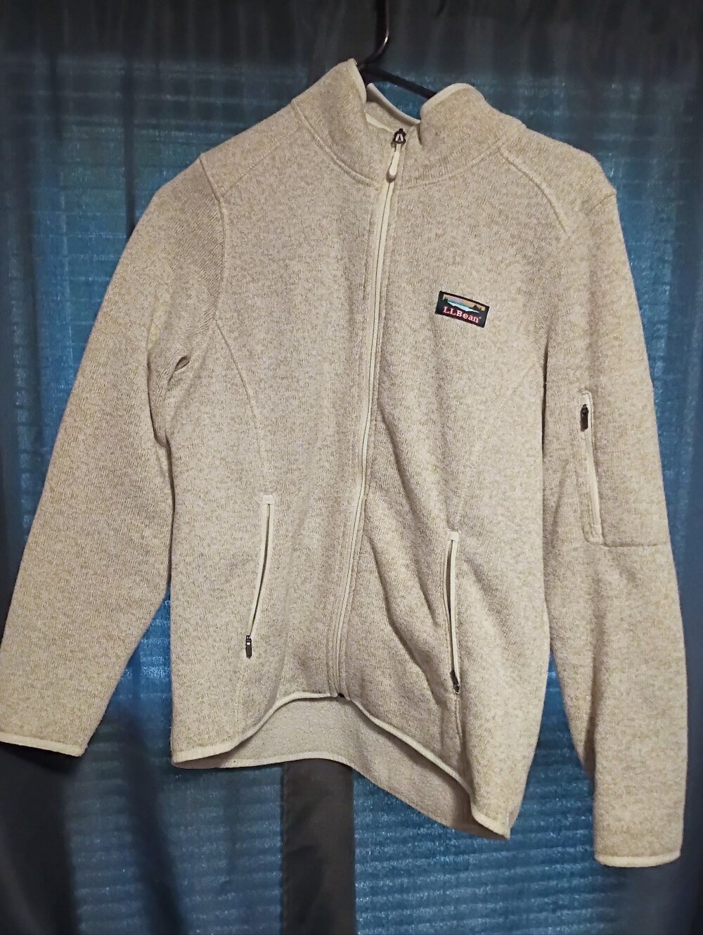 L.L. Bean Full-Zip Heathered Light Beige Sweater Jacket